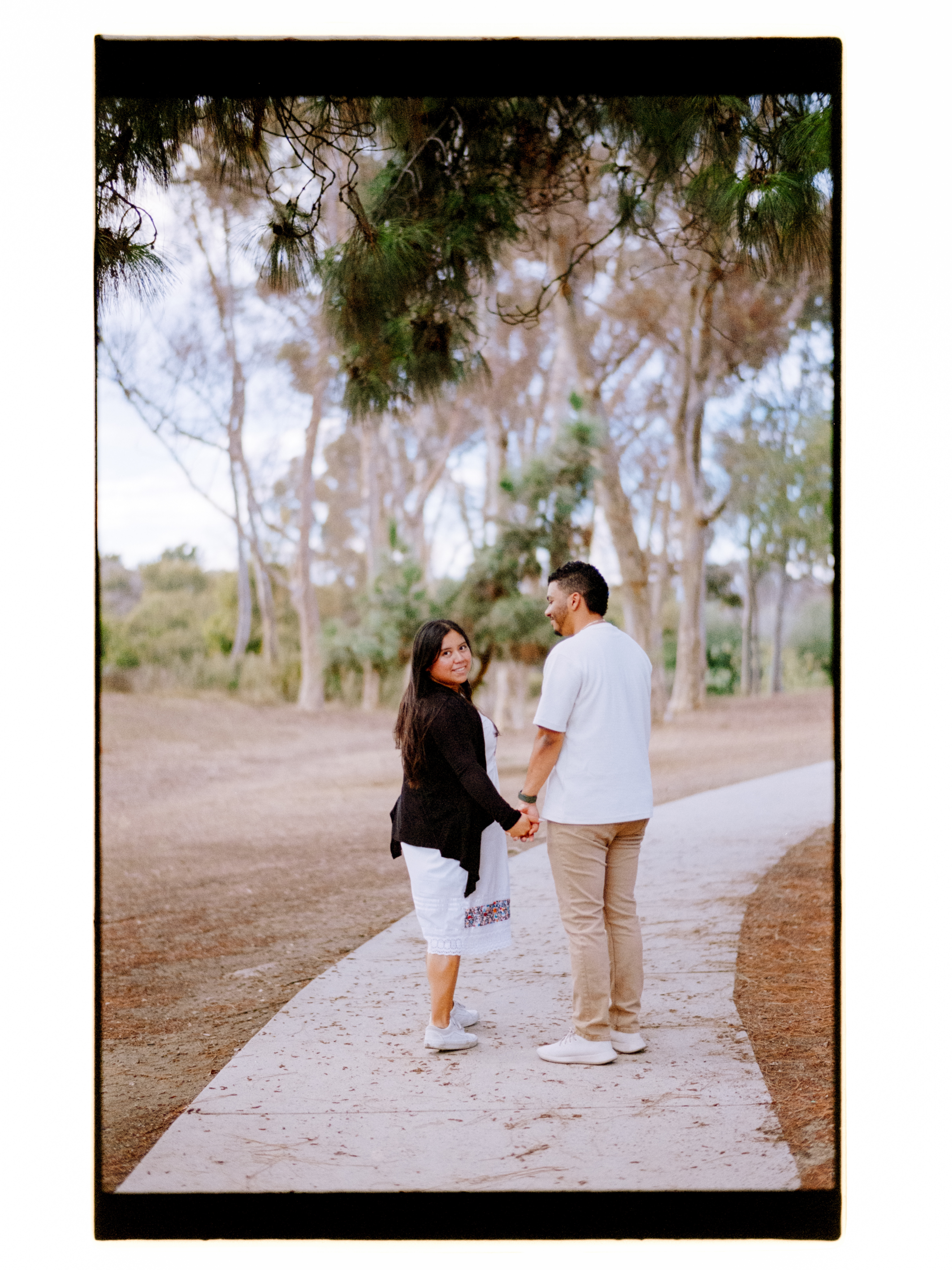 Studio engagement portrait of the couple